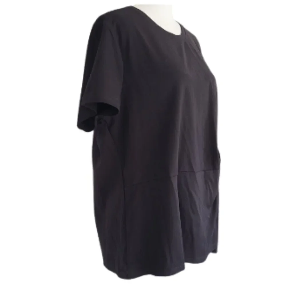 CARMEN MARC VALVO Black Rouched Stretch Pullover Top - Women's Plus Size 1X - Picture 3 of 5